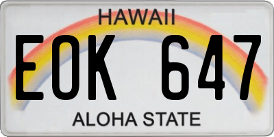 HI license plate EOK647