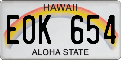HI license plate EOK654