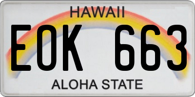 HI license plate EOK663
