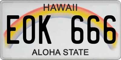 HI license plate EOK666