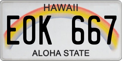 HI license plate EOK667