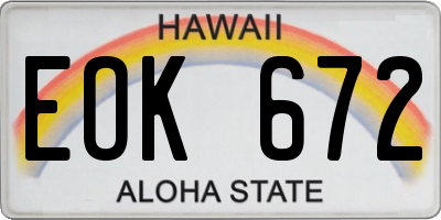 HI license plate EOK672