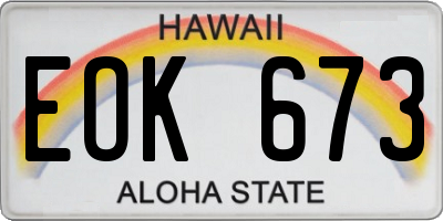 HI license plate EOK673