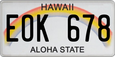 HI license plate EOK678