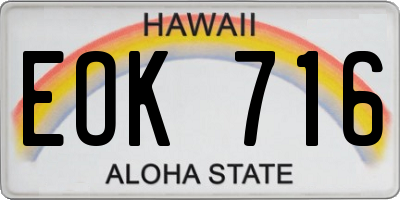 HI license plate EOK716