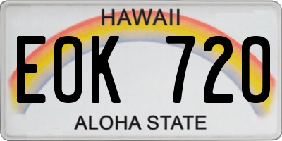 HI license plate EOK720