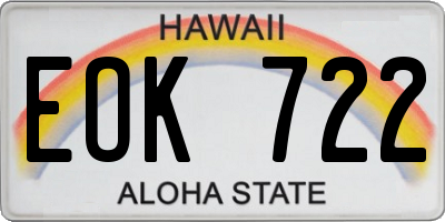 HI license plate EOK722