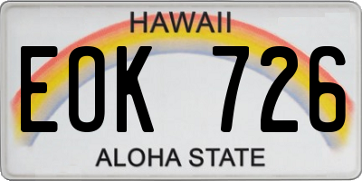 HI license plate EOK726