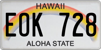 HI license plate EOK728