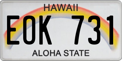 HI license plate EOK731