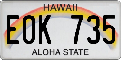 HI license plate EOK735