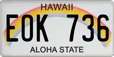 HI license plate EOK736