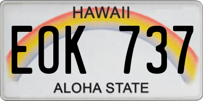 HI license plate EOK737