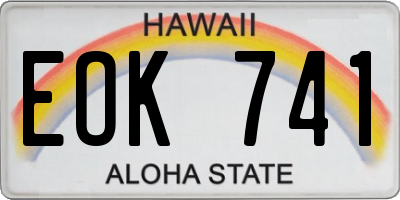 HI license plate EOK741