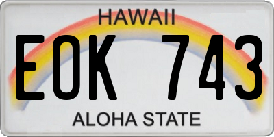 HI license plate EOK743