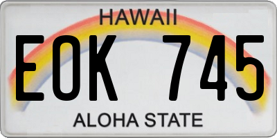 HI license plate EOK745