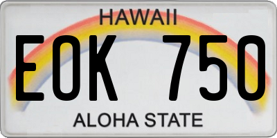 HI license plate EOK750