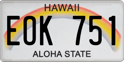 HI license plate EOK751