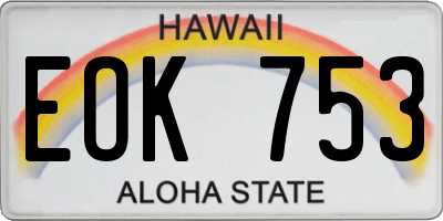 HI license plate EOK753