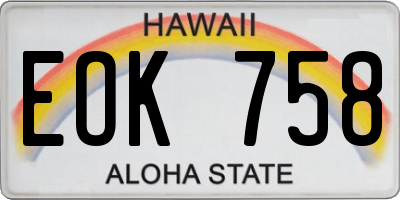 HI license plate EOK758