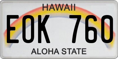 HI license plate EOK760