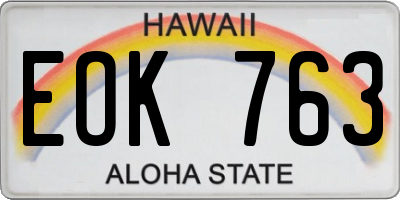 HI license plate EOK763