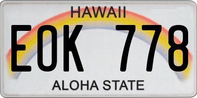 HI license plate EOK778