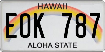 HI license plate EOK787