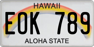 HI license plate EOK789