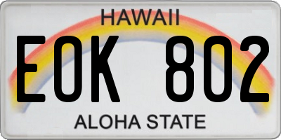 HI license plate EOK802