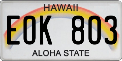 HI license plate EOK803