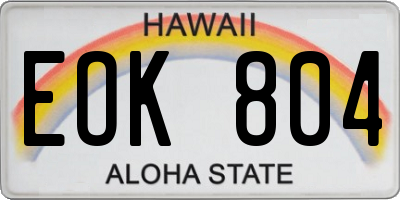 HI license plate EOK804