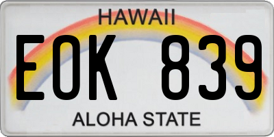 HI license plate EOK839