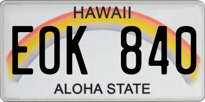 HI license plate EOK840