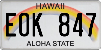 HI license plate EOK847
