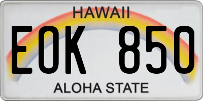 HI license plate EOK850