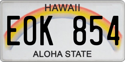 HI license plate EOK854