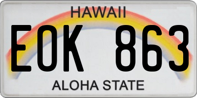 HI license plate EOK863