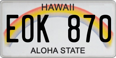 HI license plate EOK870
