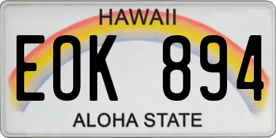 HI license plate EOK894