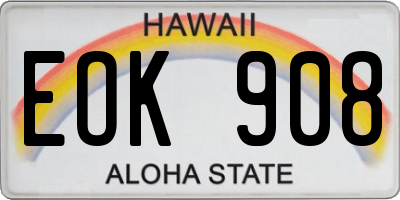 HI license plate EOK908