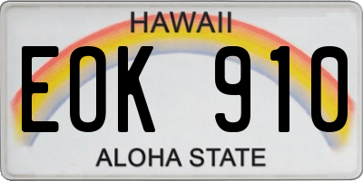 HI license plate EOK910