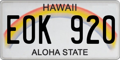 HI license plate EOK920