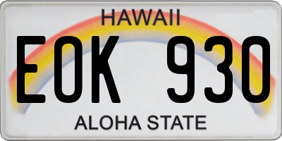 HI license plate EOK930