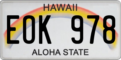 HI license plate EOK978