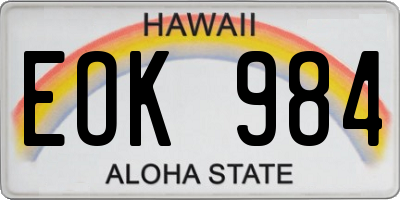 HI license plate EOK984