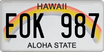 HI license plate EOK987