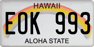 HI license plate EOK993