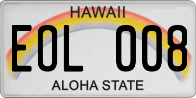 HI license plate EOL008