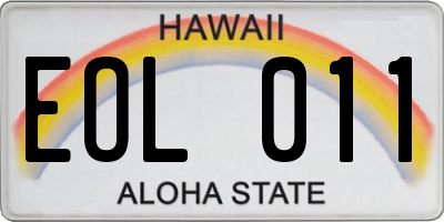 HI license plate EOL011